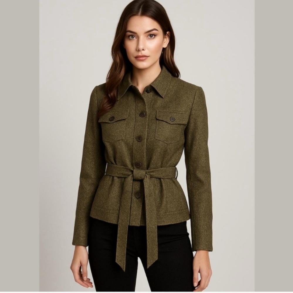 Jones New York Olive Green Belted Blazer